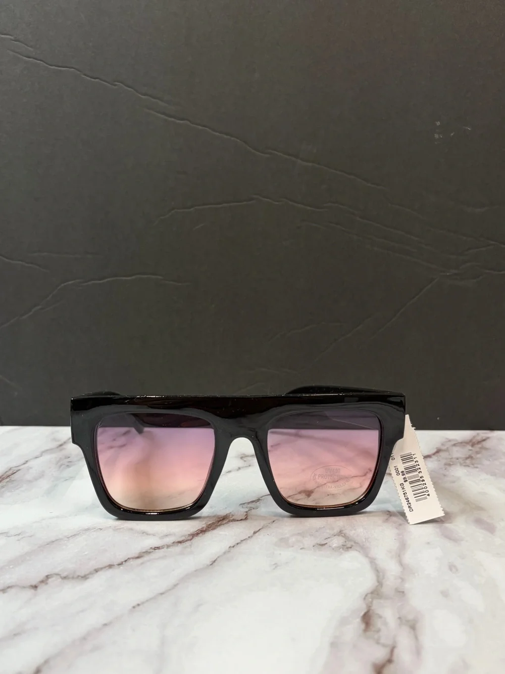Rue21 Black Square Sunglasses with Pink Gradient Lenses